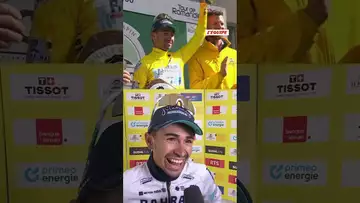 😂 Quand Lenny Martinez découvre en direct qu'il passe leader du Tour de Romandie #vélo #cyclisme