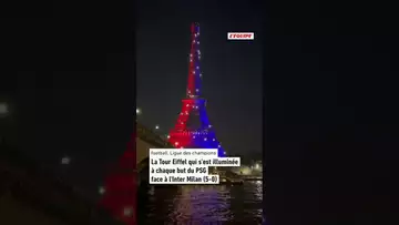 ✨ La Tour Eiffel s'est illuminée à chaque but du PSG face à l'Inter Milan (5-0) #psg #intermilan