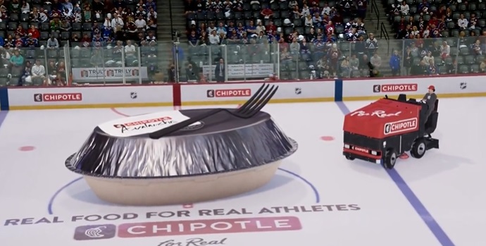 NHL - Chipotle-Fastfood s'offre des publicités en réalité mixte sur la patinoire